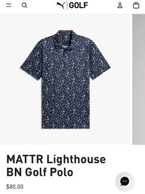 Puma Navy Polo with White & Red Lighthouse Motif